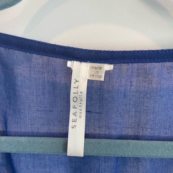 Seafolly Blue Swim Coverup with Tassel Trim - Picture 3 of 3